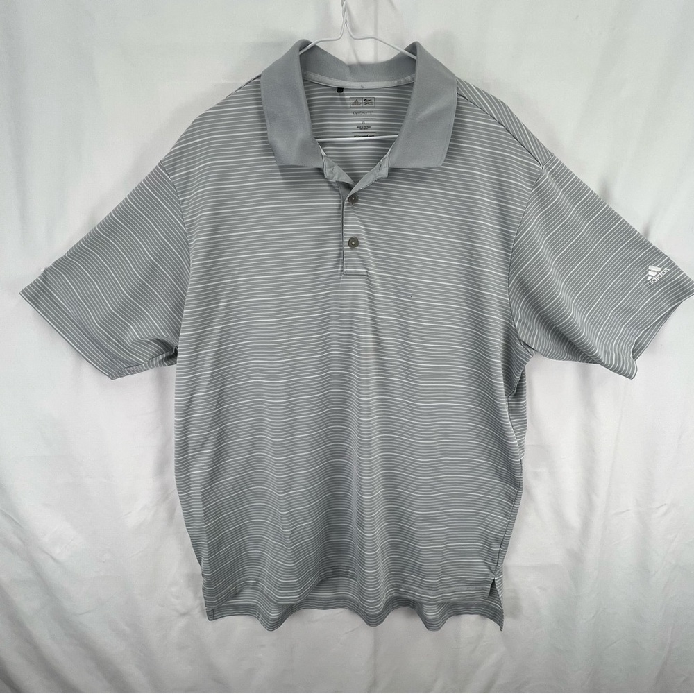 Adidas Climalite - Men’s Golf Shirt - Polo - XL - Gray with White Stripe